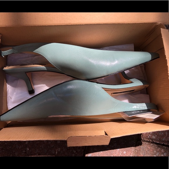 Mint green Zara low pointy kitten heels - Picture 6 of 6